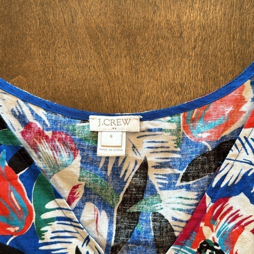 J. Crew Tropical Floral Print Linen Blend Peplum Top Size 6 - Picture 9 of 14